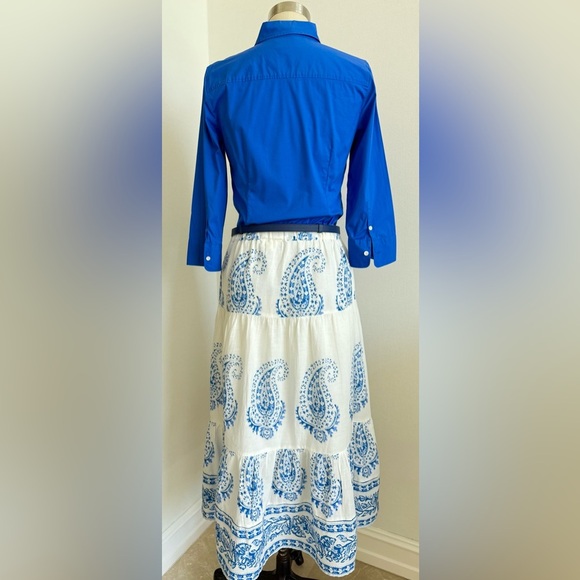 Lucky Brand Midi , long summer Blue and White Paisley Skirt, Size S, 100%Cotton - Picture 4 of 14